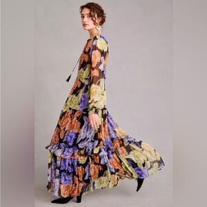 Anthropologie Marais Chiffon Maxi Dress Size XS